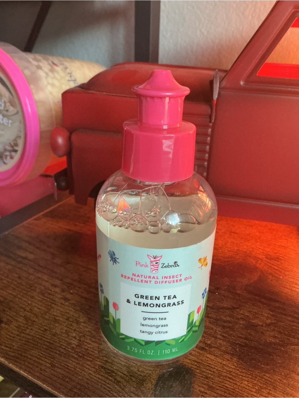 Green Tea & Lemongrass Insect Repellant Pink Zebra Diffuser Oil